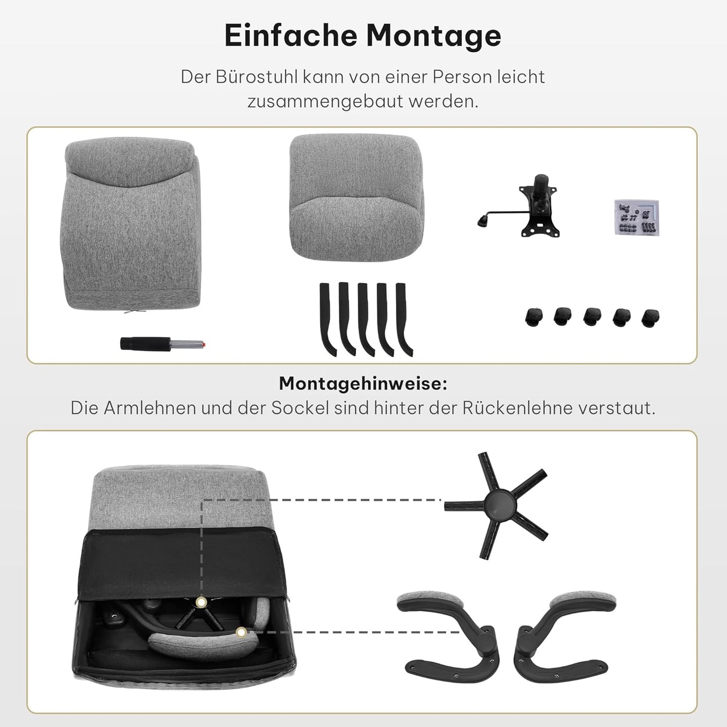 Bürostuhl ergonomisch Computerstuhl mit hochklappbarer Armlehne