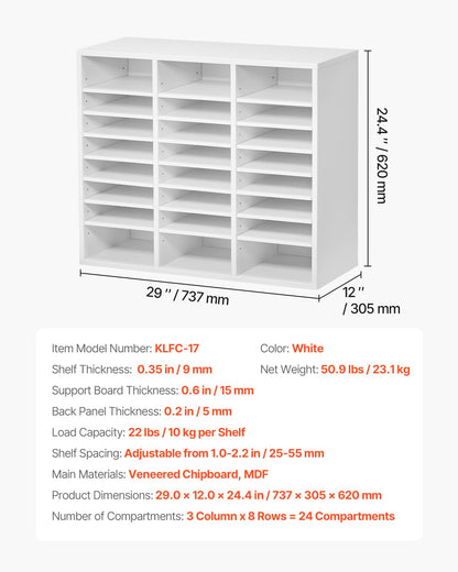 Literature Organizer Document Rack with 24 Pockets & Adjustable Shelves