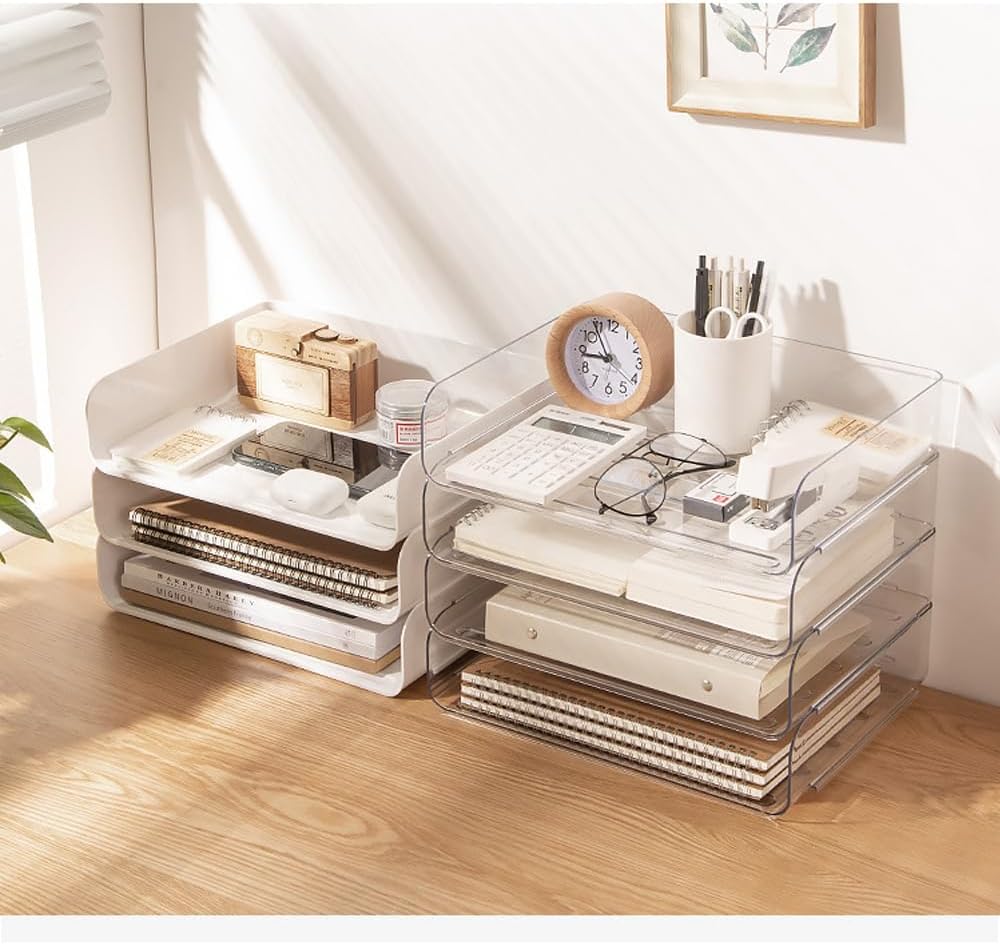 4-tier stackable A4 document tray, letter tray organiser, desk tidy