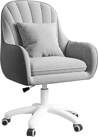 Home Office Chair, Velvet Chair with Pillow, 360° Swivel Height Adjustable Office Chair