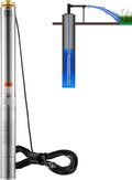 VEVOR Pompa Sommergibile per Pozzi Profondi, IP68 1500W 230 V 50 Hz, Massima Portata 9,8 m³/h Prevalenza 108 m, Cavo Elettrico 9,1 m, Pompa Acciaio Inox per Irrigazione Industriale Uso Domestico
