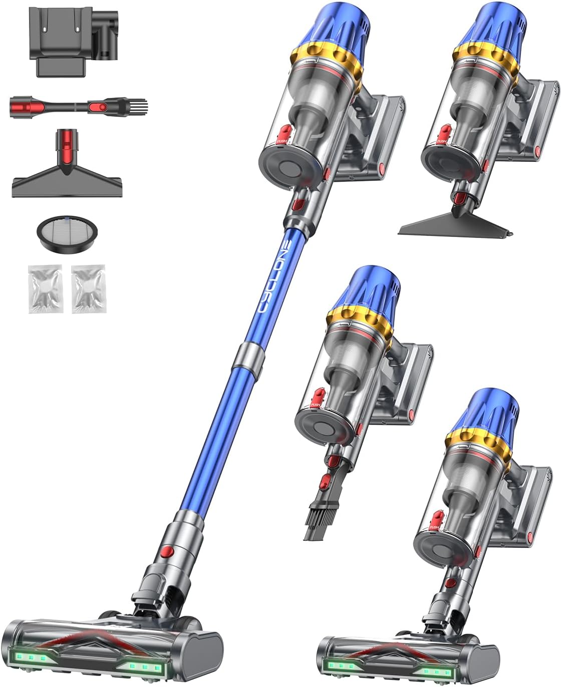 H9 Aspirapolvere Senza Fili Potente 58000Pa/650W/80Min, Scopa Elettrica Senza Filo con Display Touch LED, Autoportante Anti-Groviglio per Peli Animali, Moquette e Pavimenti Duri, Blu