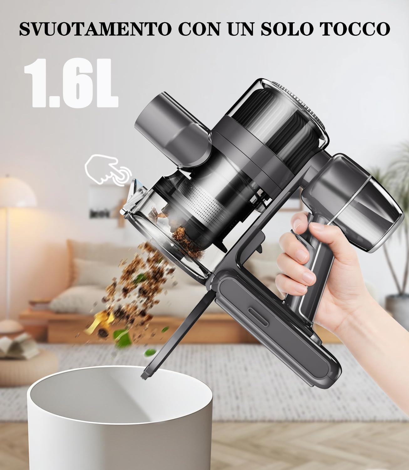 Aspirapolvere Senza Fili Scopa Elettrica - Potente Filo Batteria Cordless Vacuum Cleaner Scope Elettriche Sacco Portatile Ciclonico Silenzioso per Divano Tappeti Parquet Pavimenti Peli di Animali