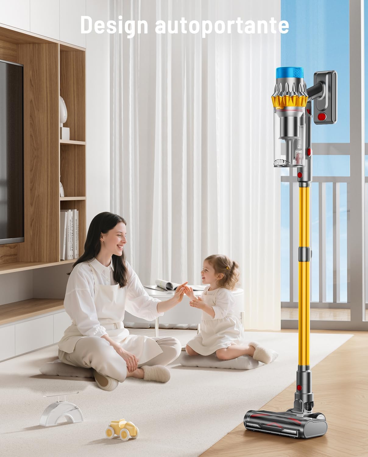 Aspirapolvere Senza Fili, 55KPA/650W/70Mins Scopa Elettrica Senza Fili, Autoportante Anti-groviglio/OLED Schermo/1,8L Cup Aspirapolvere senza fili potente, Adatto per Tappeti/Pavimenti/Capelli