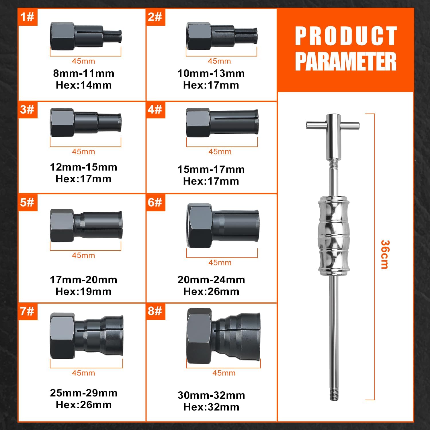 12 Pezzi, 8-32 mm, Kit di estrattori per Cuscinetti Interni per Fori ciechi, con Martello Scorrevole e pinze espandibili, per Auto e Moto