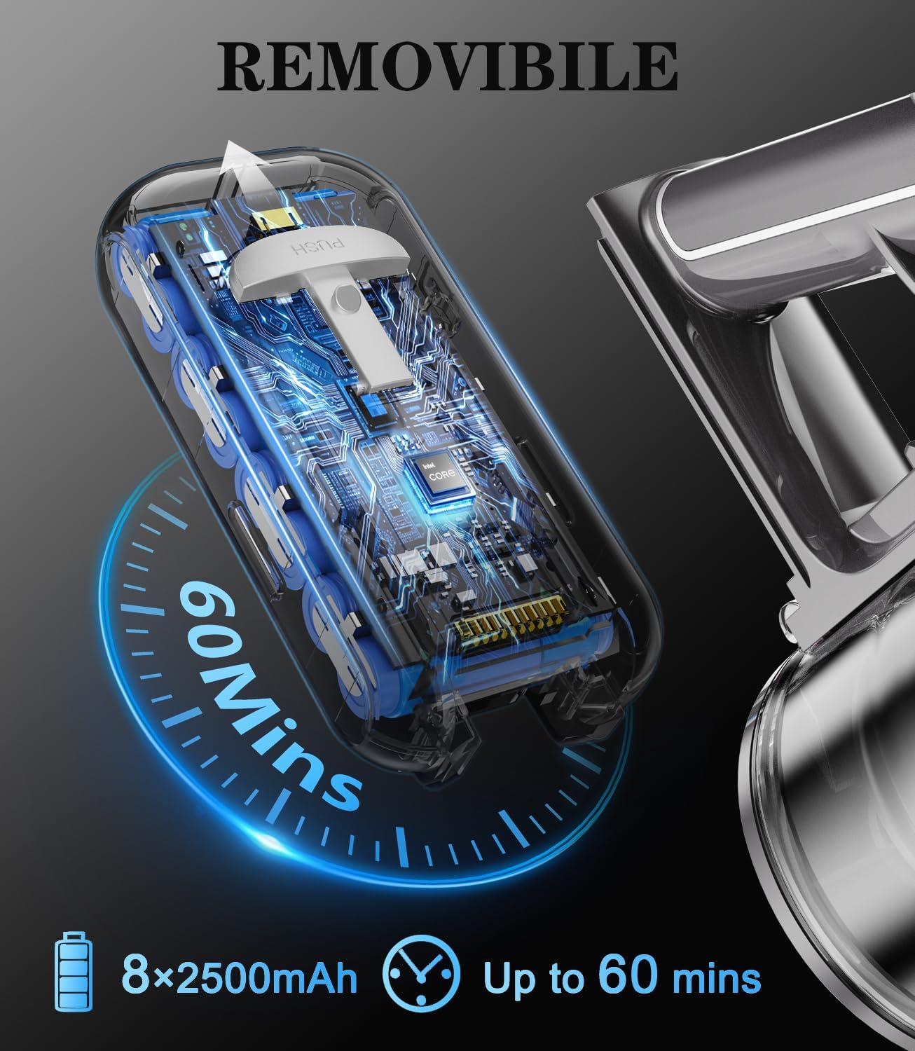 Aspirapolvere Senza Fili Scopa Elettrica - Potente Filo Batteria Cordless Vacuum Cleaner Scope Elettriche Sacco Portatile Ciclonico Silenzioso per Divano Tappeti Parquet Pavimenti Peli di Animali