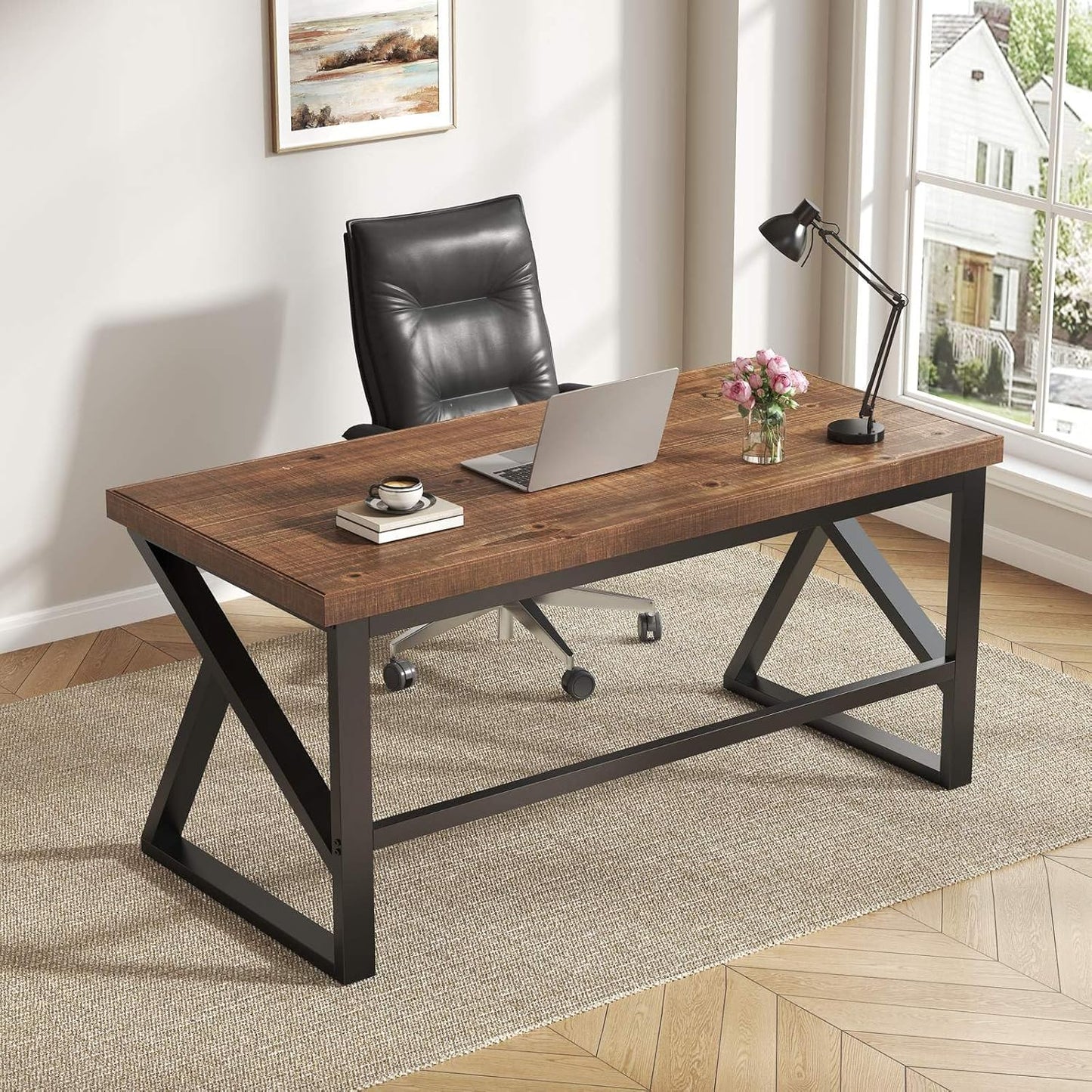 Solid Wood Desk Rustic Real Wood Desks For Home Office