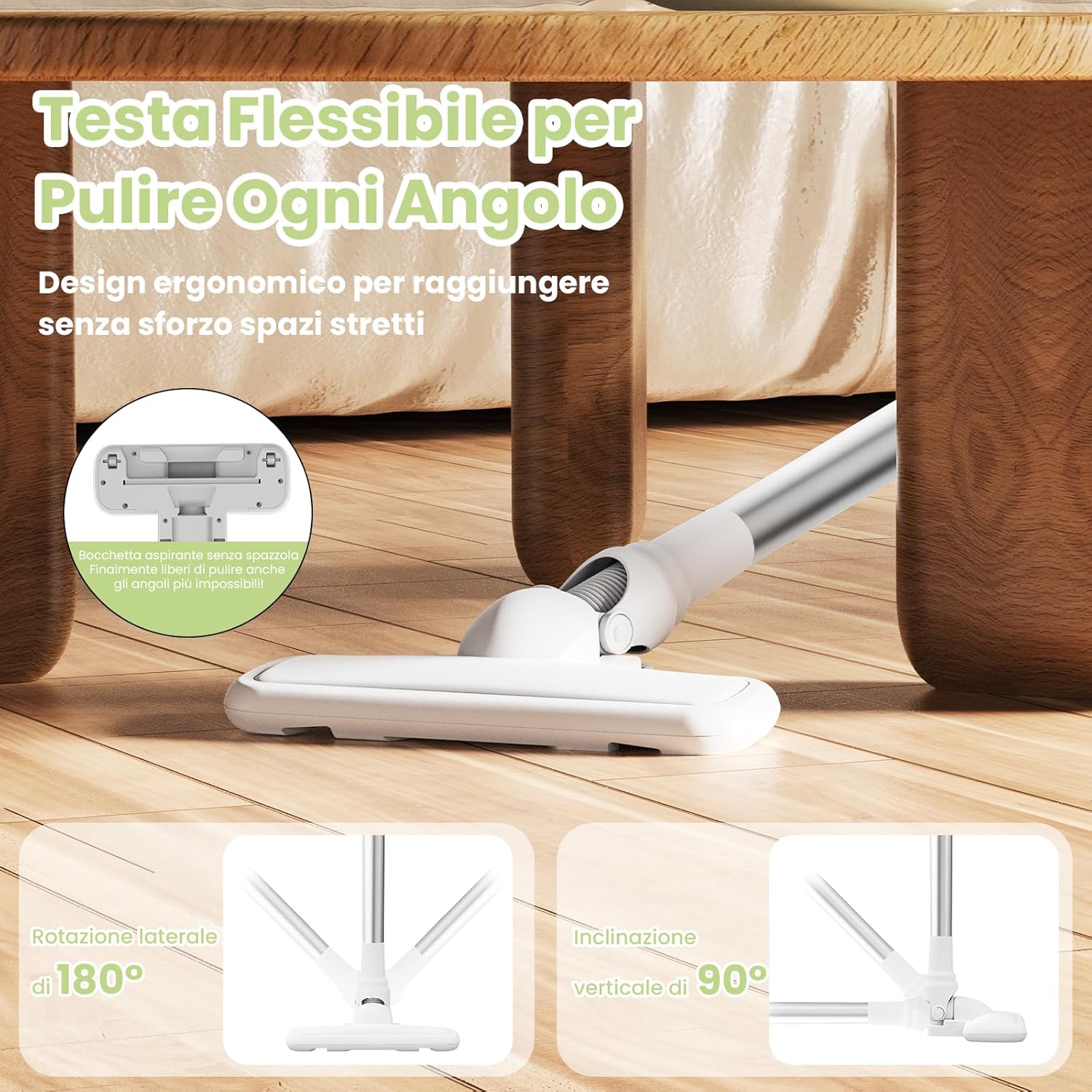 U5PRO Aspirapolvere Senza Fili, 28,000Pa Potente Aspirazione, 35Min di Autonomia, Scopa Elettrica Ultra Leggera con Filtro HEPA, Testa Rotante, per Peli di Animali, Pavimenti Duri, Casa e Auto