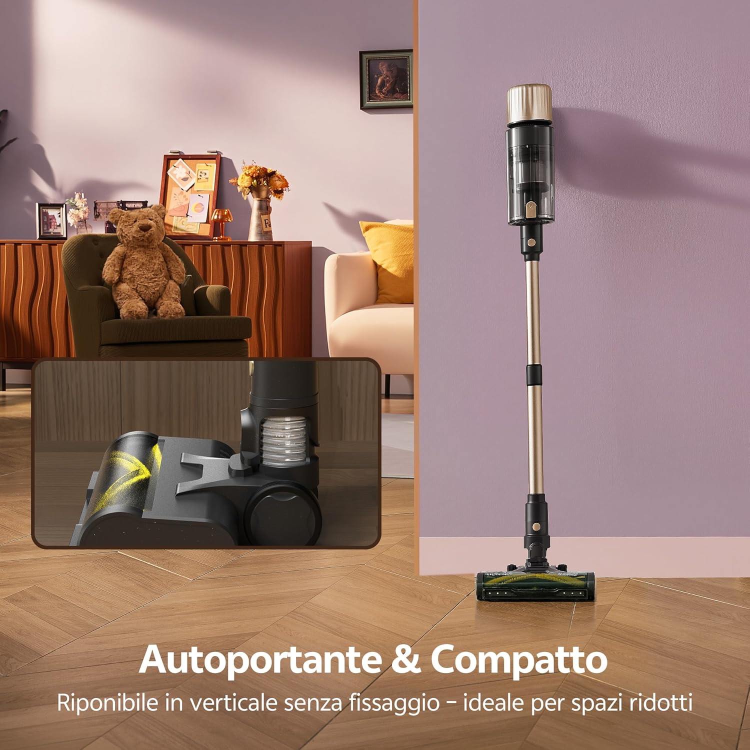 Ultenic Aspirapolvere Senza Fili, 50KPa/65 Min Scopa Elettrica Senza Fili, Aspirapolvere Potente con Tubo Telescopica, Autoportante, Tecnologia GreenEye, per Tappeti/Pavimenti/Peli di Animali