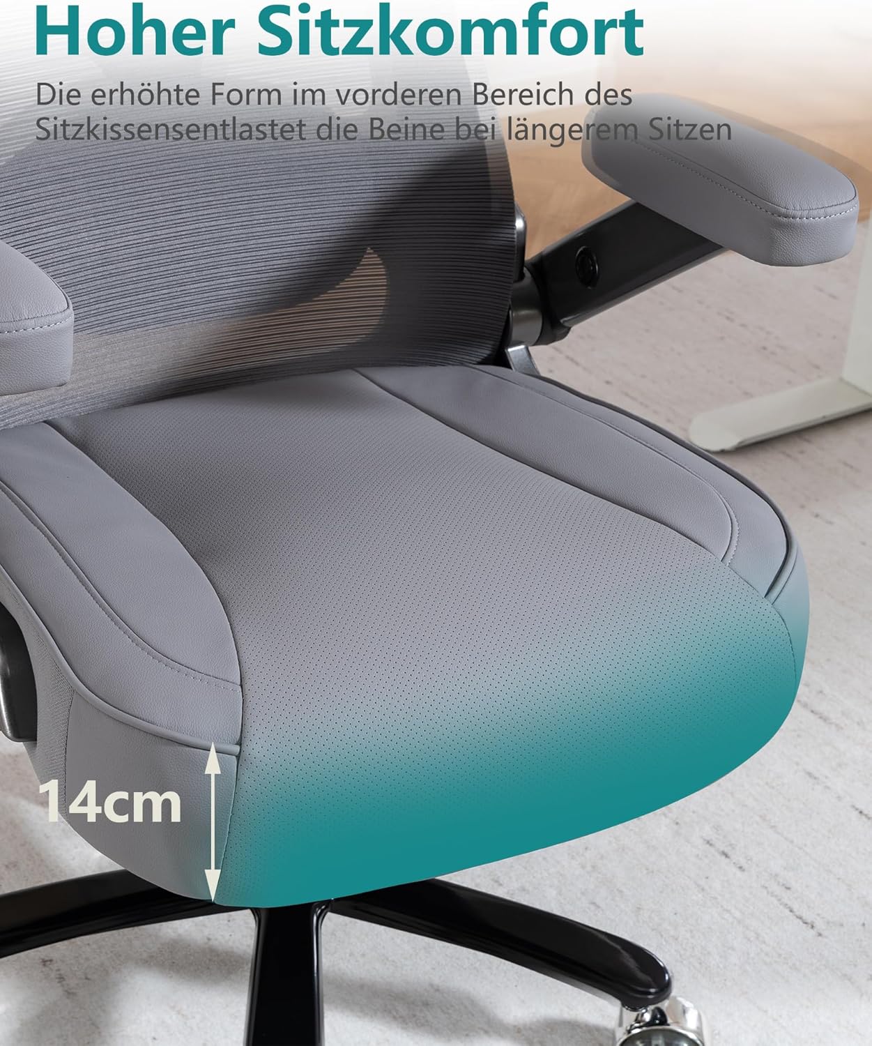 Office chair with lumbar support & headrest, load capacity up to 350 kg