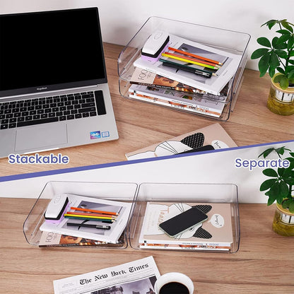 Greentainer 4-Stöckige Ablagekorb für A4, Dokumentenablage aus PET Kunststoff, Stapelbare Schreibtisch Organizer Briefkorb