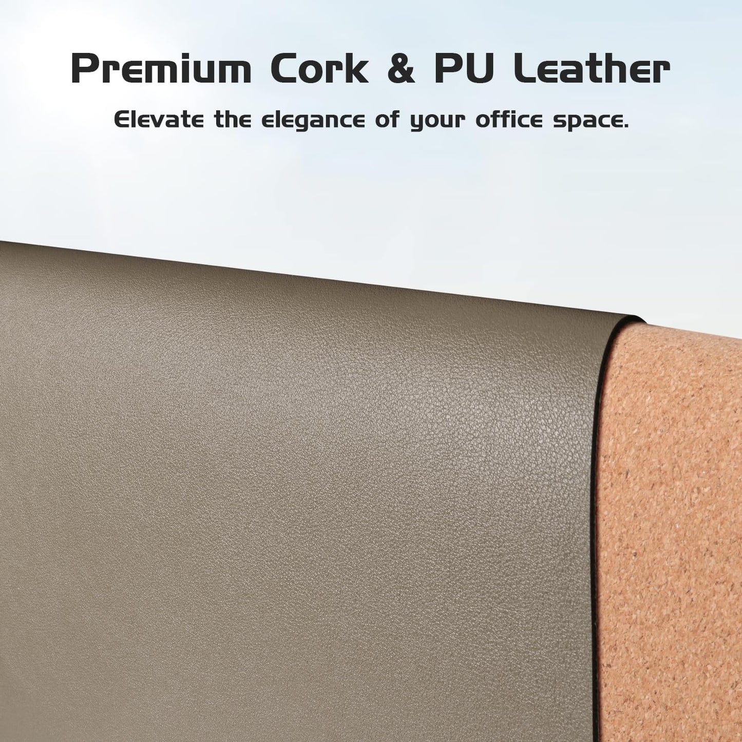 Cork Desk Mat, Reversible Desk Pad with Natural Cork & PU Leather, Mouse Pad/Table Protector Brown
