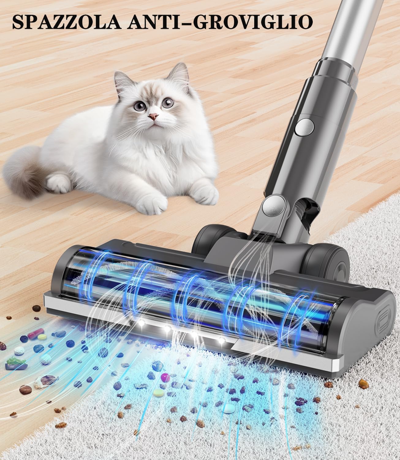 Aspirapolvere Senza Fili Scopa Elettrica - Potente Filo Batteria Cordless Vacuum Cleaner Scope Elettriche Sacco Portatile Ciclonico Silenzioso per Divano Tappeti Parquet Pavimenti Peli di Animali