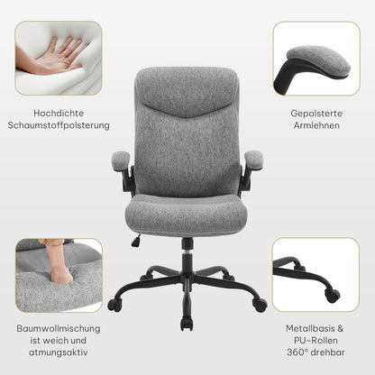 Bürostuhl ergonomisch Computerstuhl mit hochklappbarer Armlehne