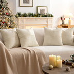 Lot de 4 housses de coussin en velours côtelé beige 40 x 40 cm