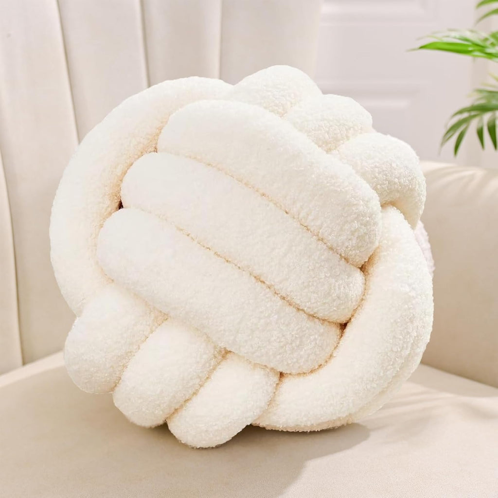 Coussin décoratif noué blanc cassé 22 cm