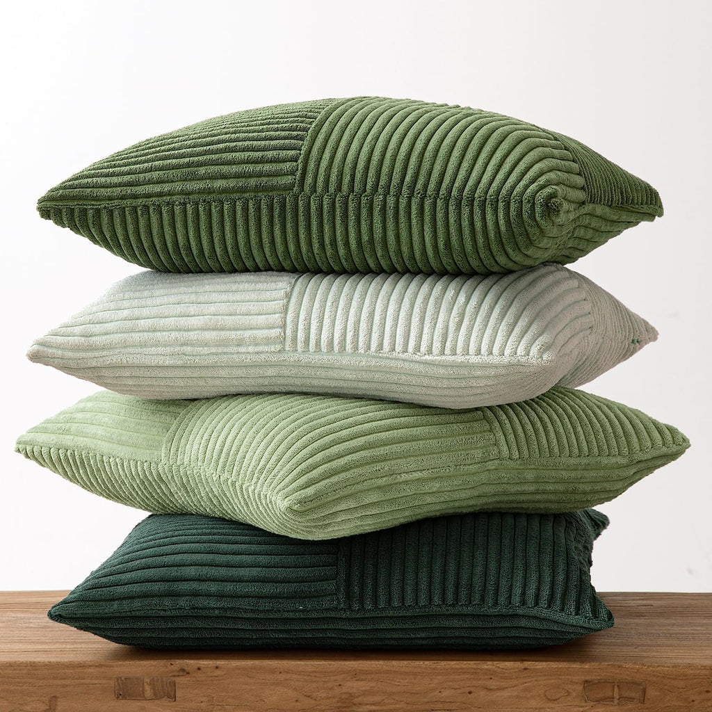 Lot de 4 housses de coussin en velours côtelé vert 40 x 40 cm