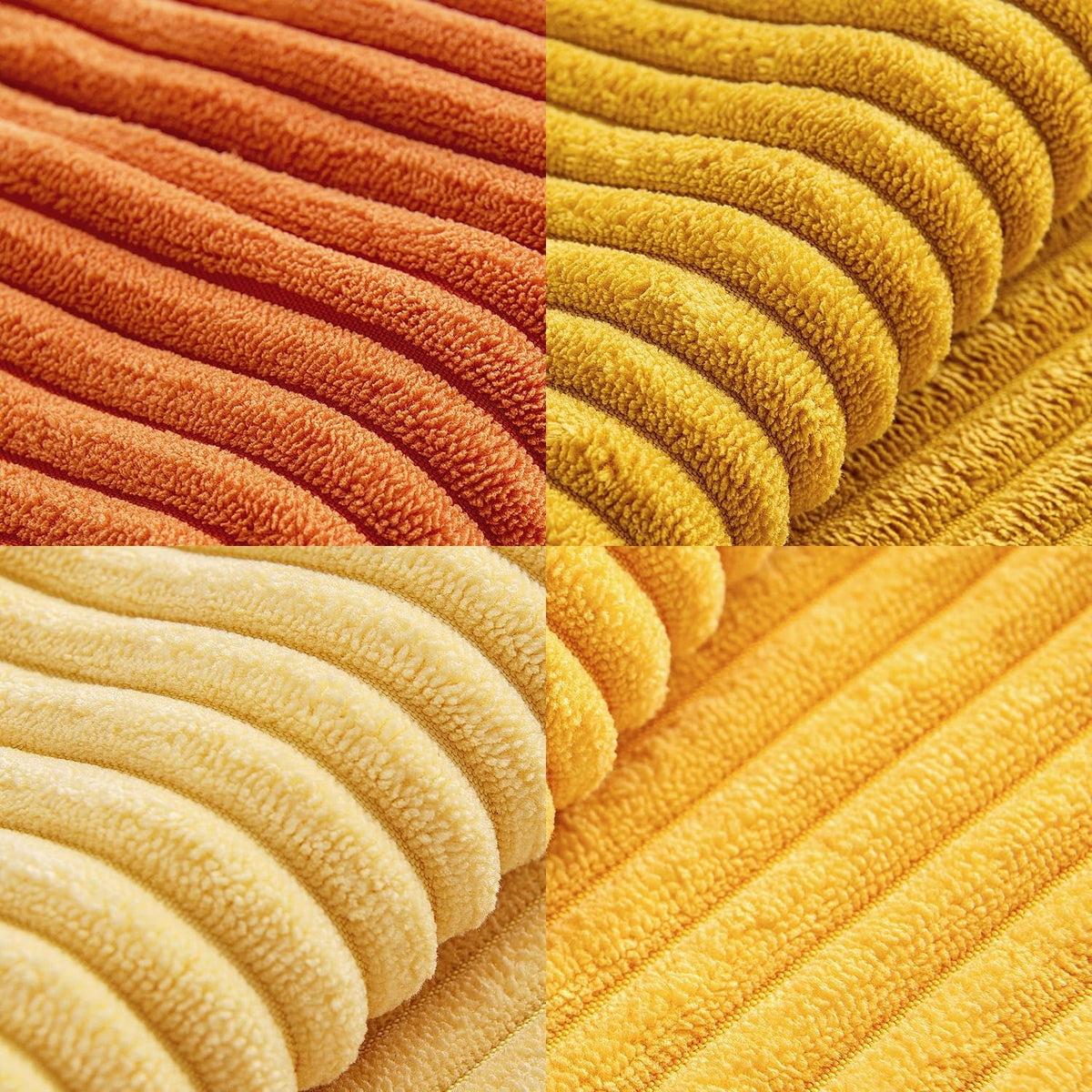 Lot de 4 housses de coussin en velours côtelé orange 40 x 40 cm
