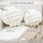 Coussin décoratif noué blanc cassé 22 cm