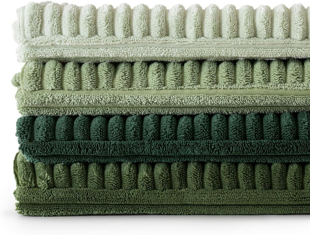 Lot de 4 housses de coussin en velours côtelé vert 40 x 40 cm