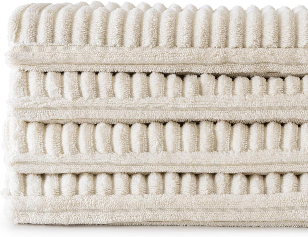 Lot de 4 housses de coussin en velours côtelé beige 40 x 40 cm