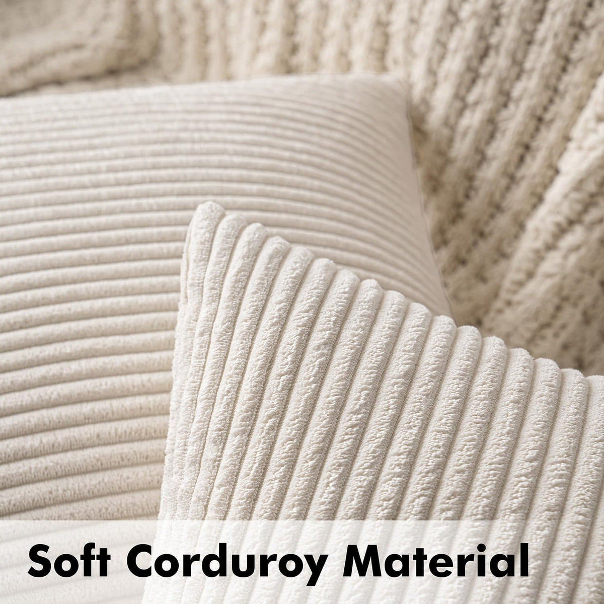 Lot de 2 housses de coussin décoratives en velours côtelé beige 40 x 40 cm