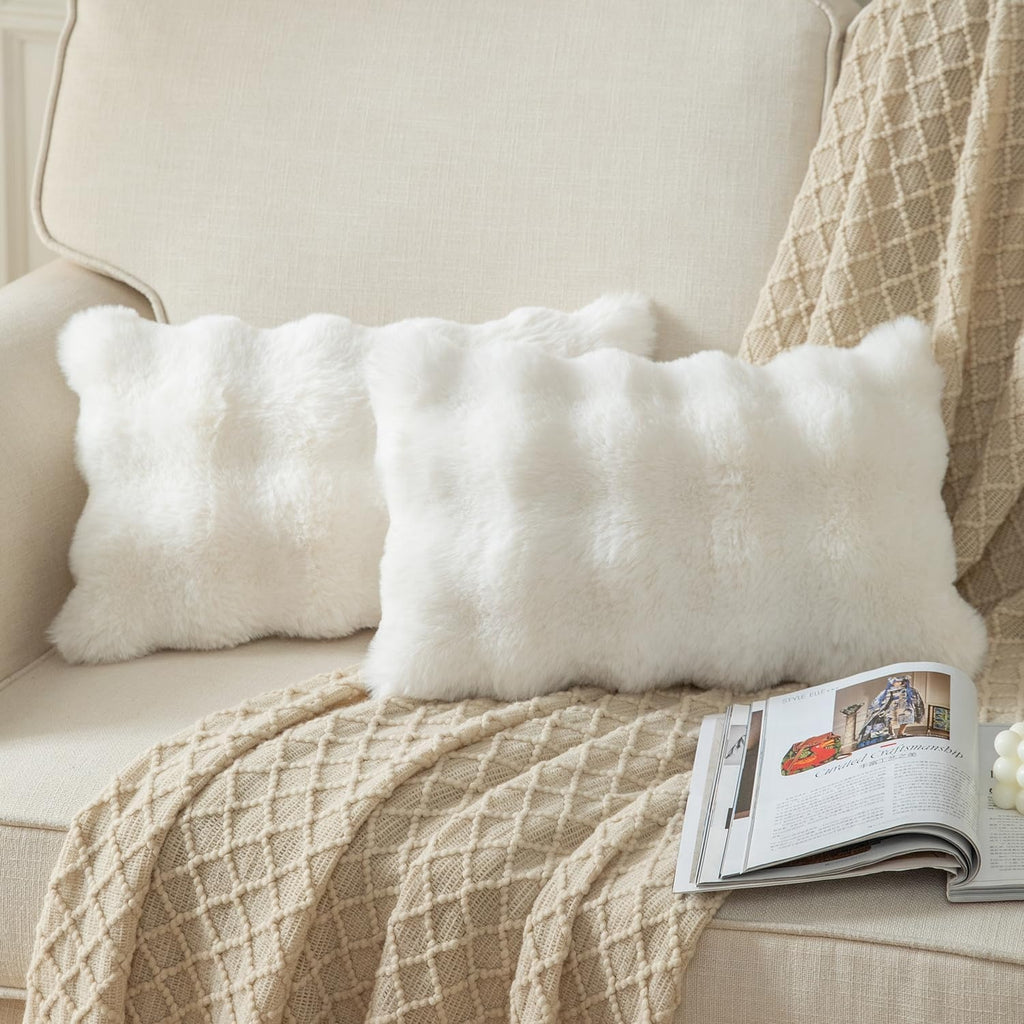 Lot de 2 housses de coussin blanches 40 x 40 cm